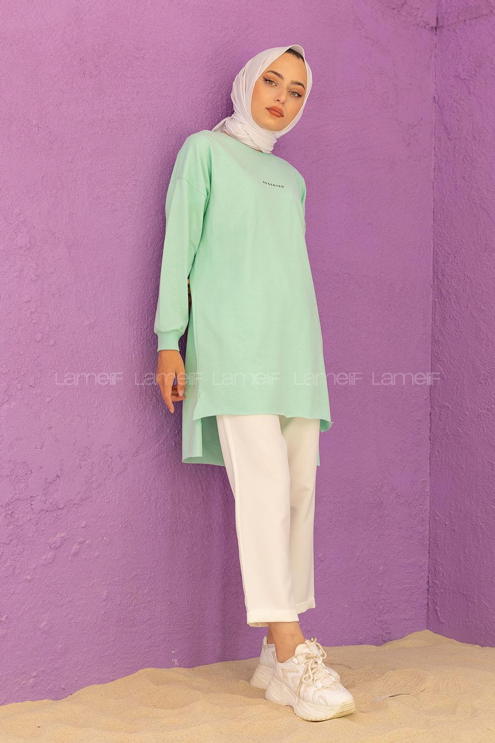 Modalamelif Reserved Baskılı Tunik Mint Yeşili