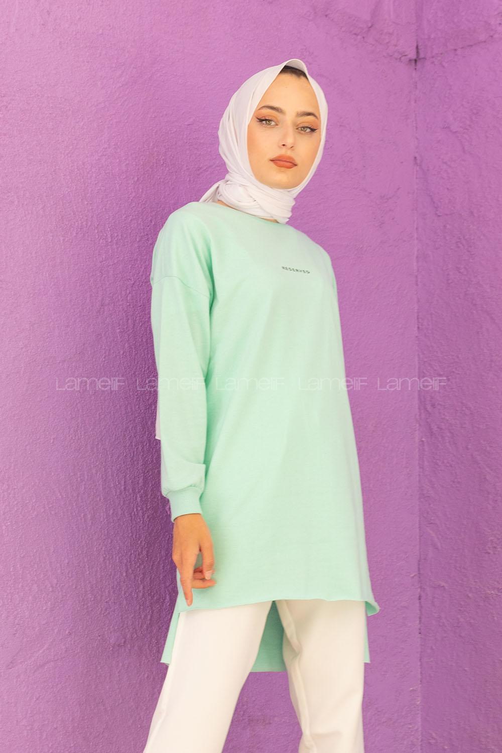 Modalamelif Reserved Baskılı Tunik Mint Yeşili