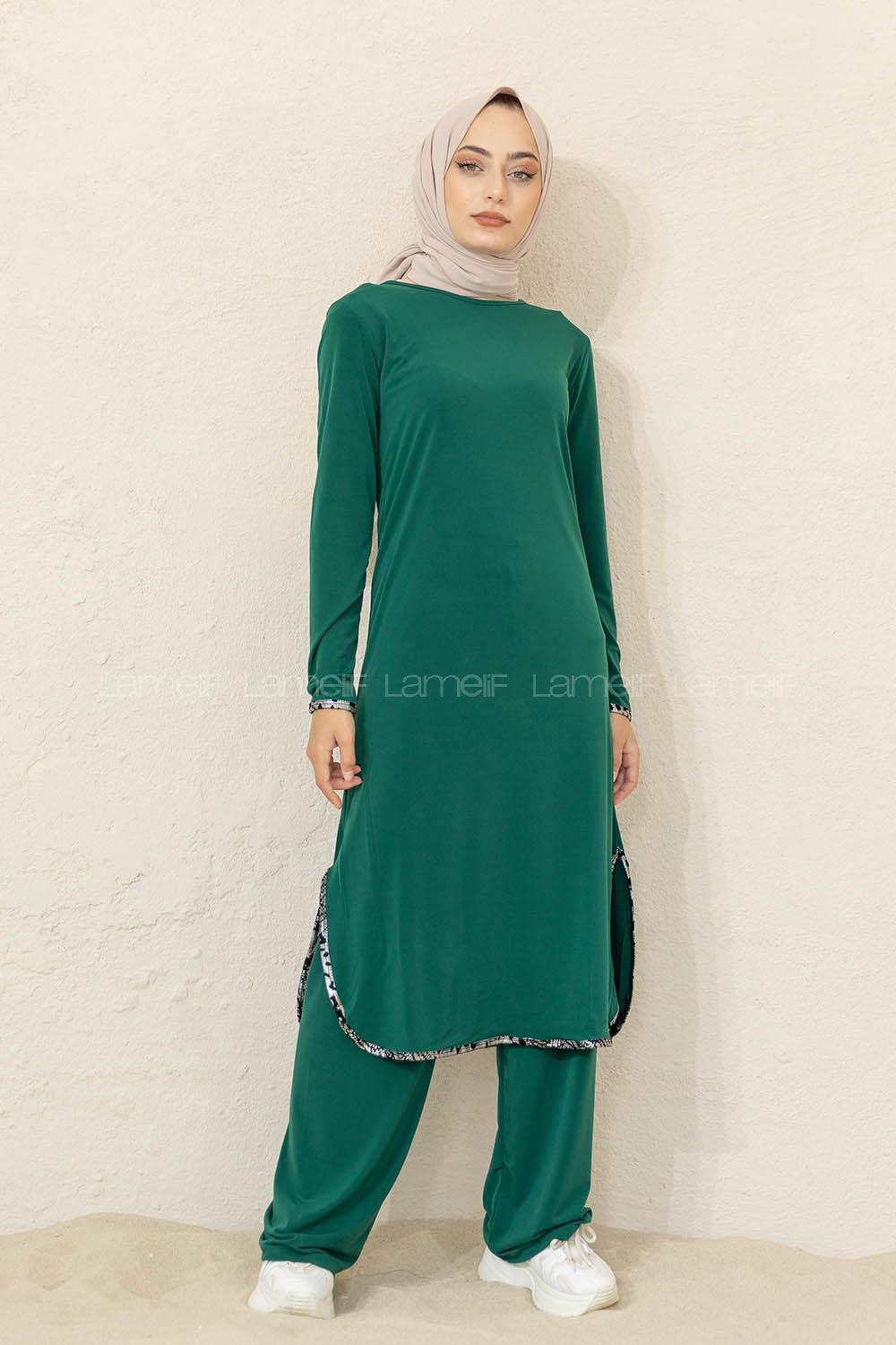 Modalamelif Yırtmaçlı Sandy İkili Takım Yeşil