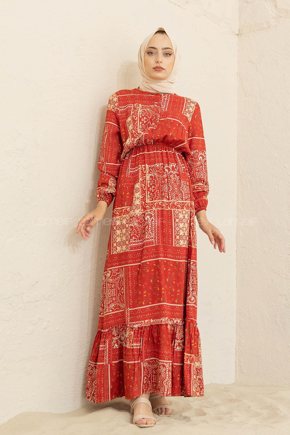 Modalamelif Batik Desen  Elbise Kiremit