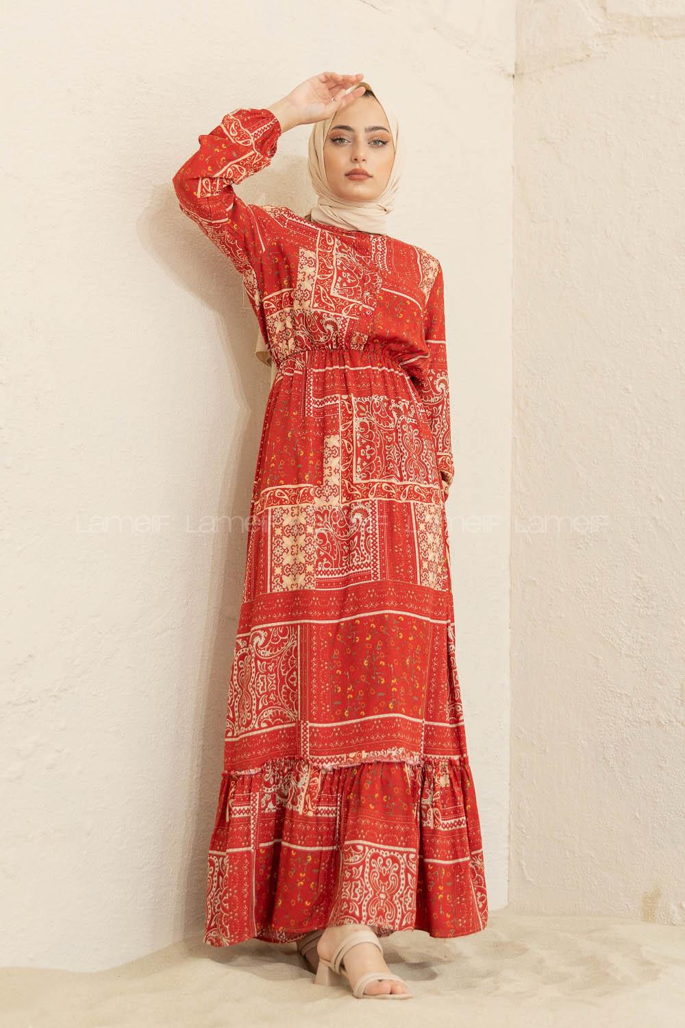 Modalamelif Batik Desen  Elbise Kiremit