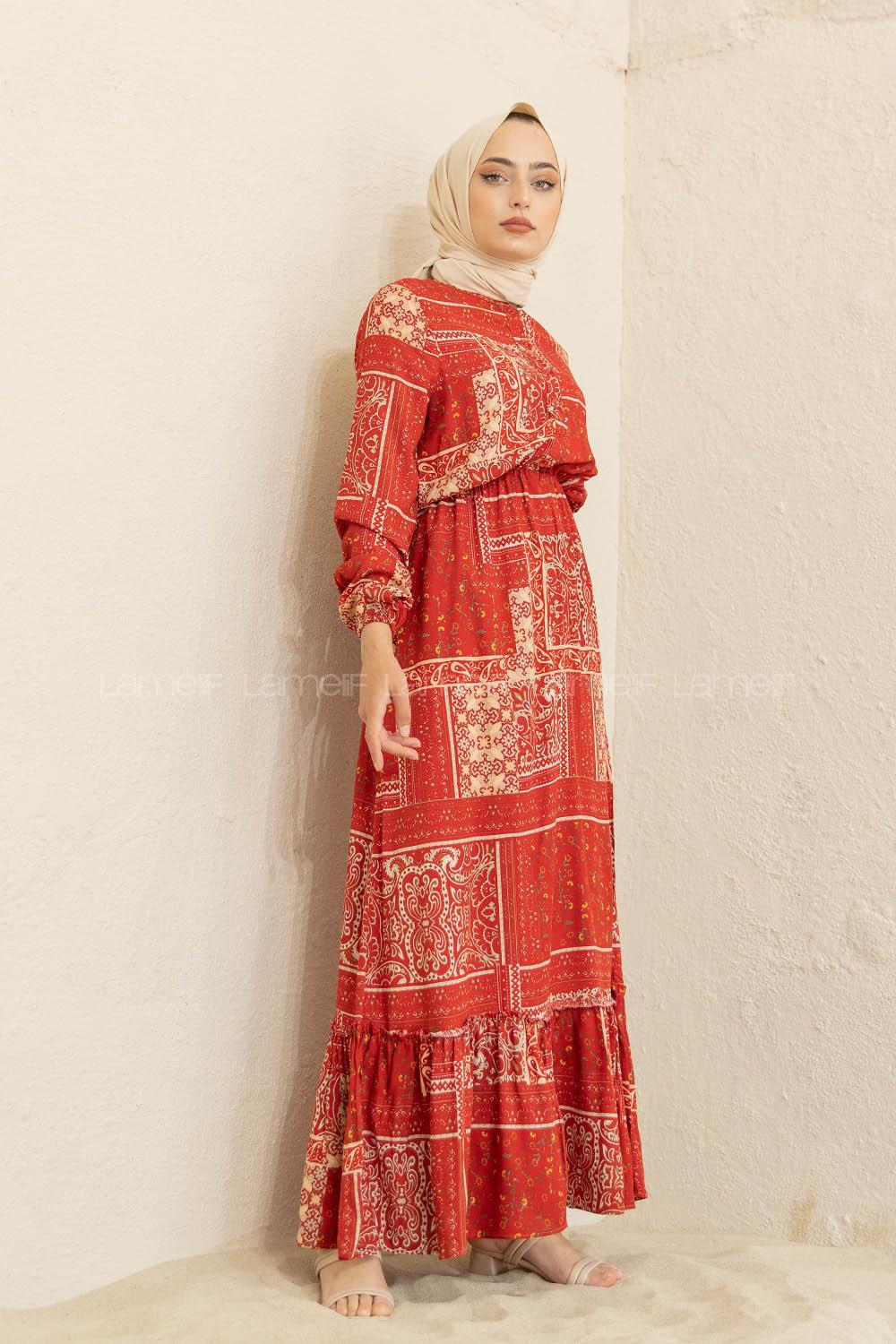 Modalamelif Batik Desen  Elbise Kiremit