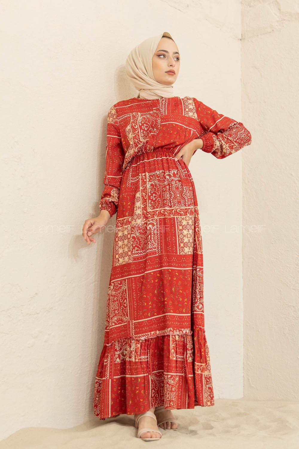 Modalamelif Batik Desen  Elbise Kiremit