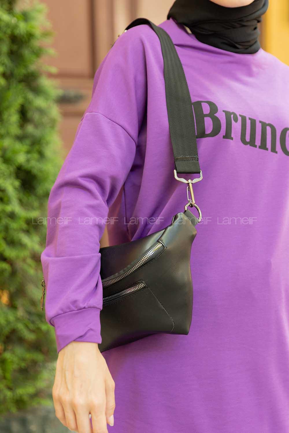 Modalamelif Deri Görünümlü Bel Çanta Siyah