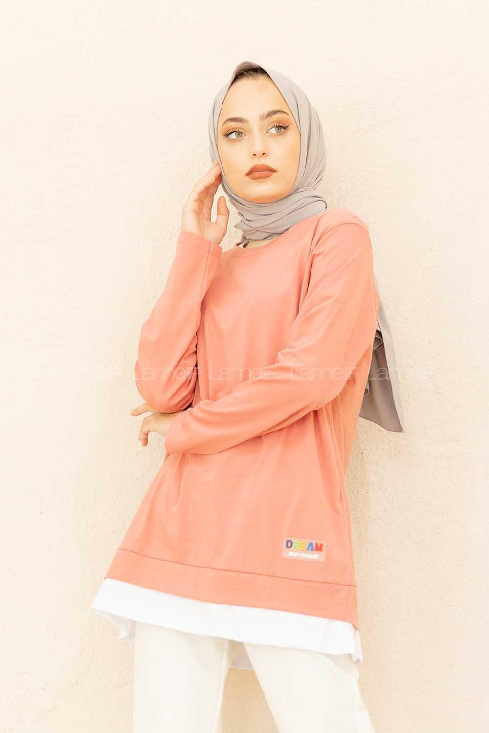 Modalamelif Etek Garnili Armalı Tunik Pudra