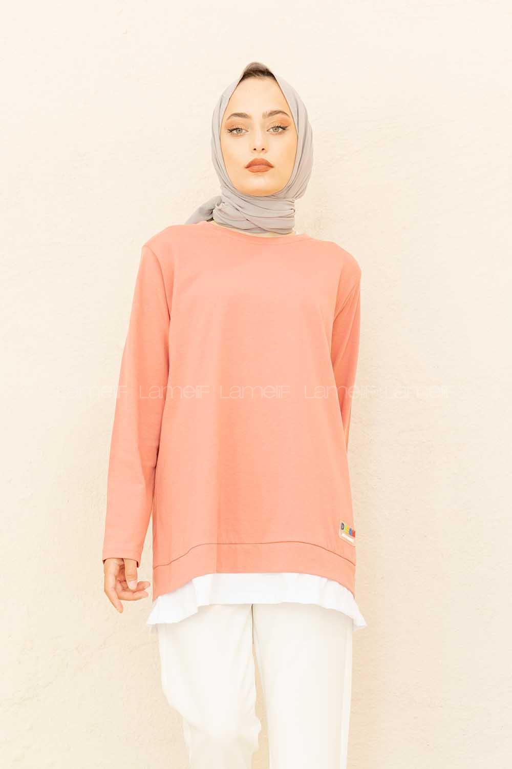 Modalamelif Etek Garnili Armalı Tunik Pudra