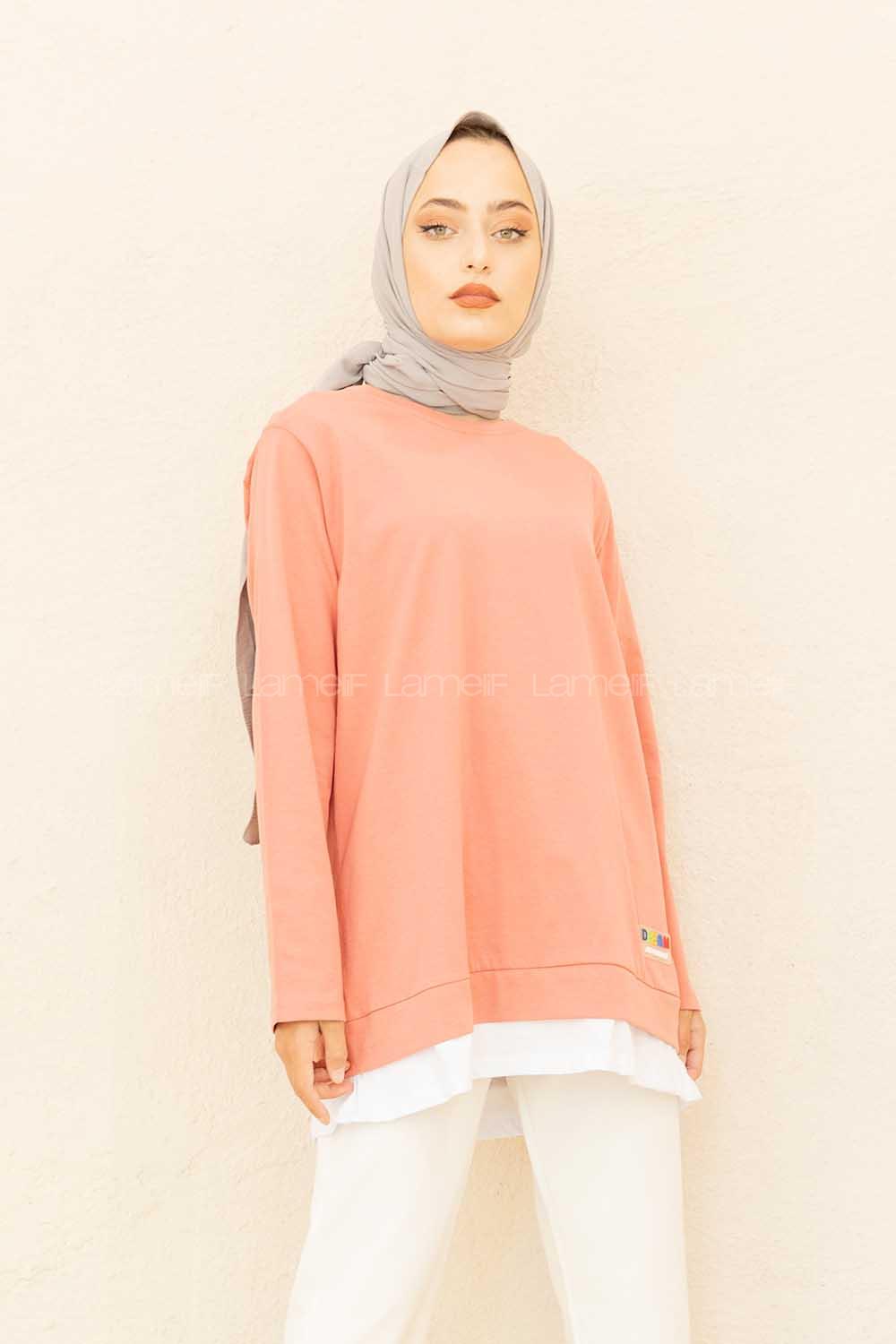 Modalamelif Etek Garnili Armalı Tunik Pudra