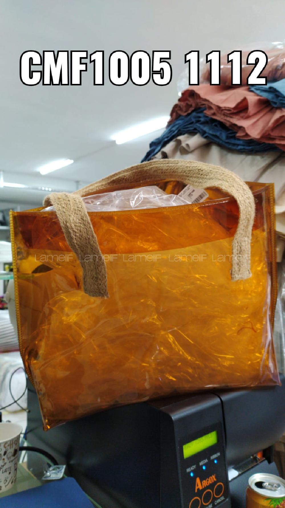 Modalamelif Hasır Kemerli Şefaf Çanta Taba