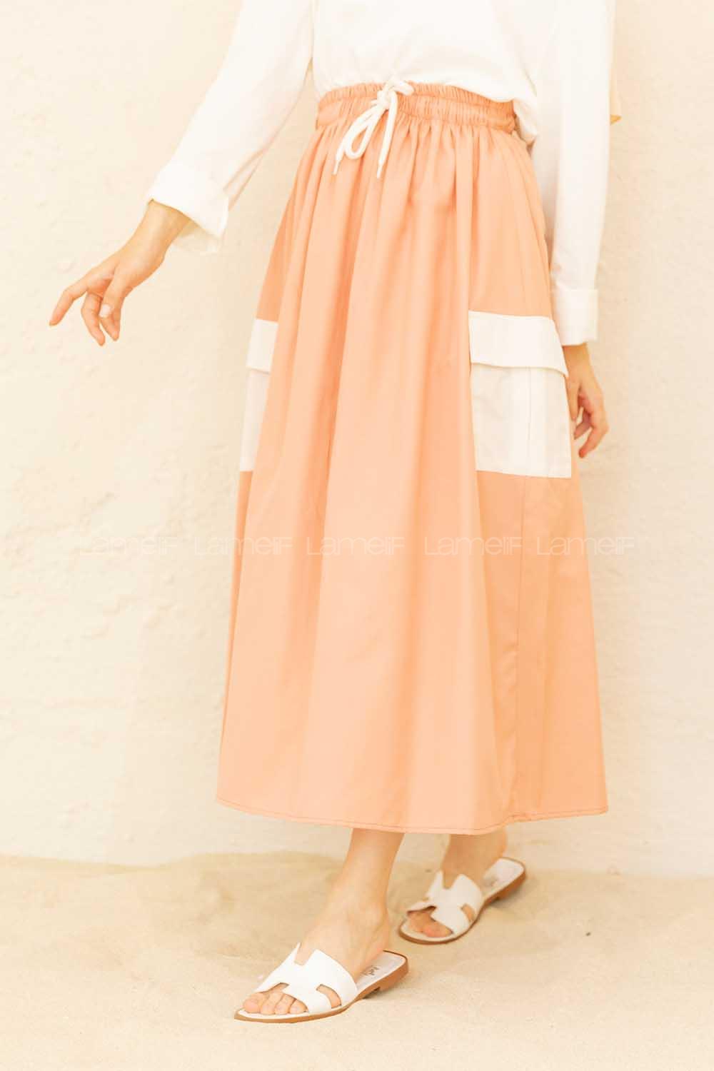 Modalamelif Beli Lastikli Cep Garnili Etek Gül