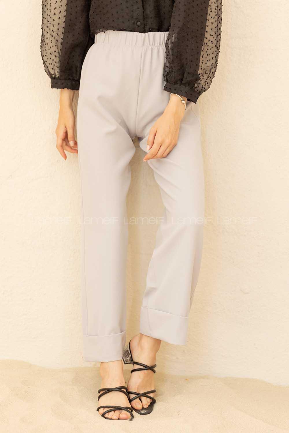 Modalamelif Beli Lastikli Duble Paça Pantolon Gri