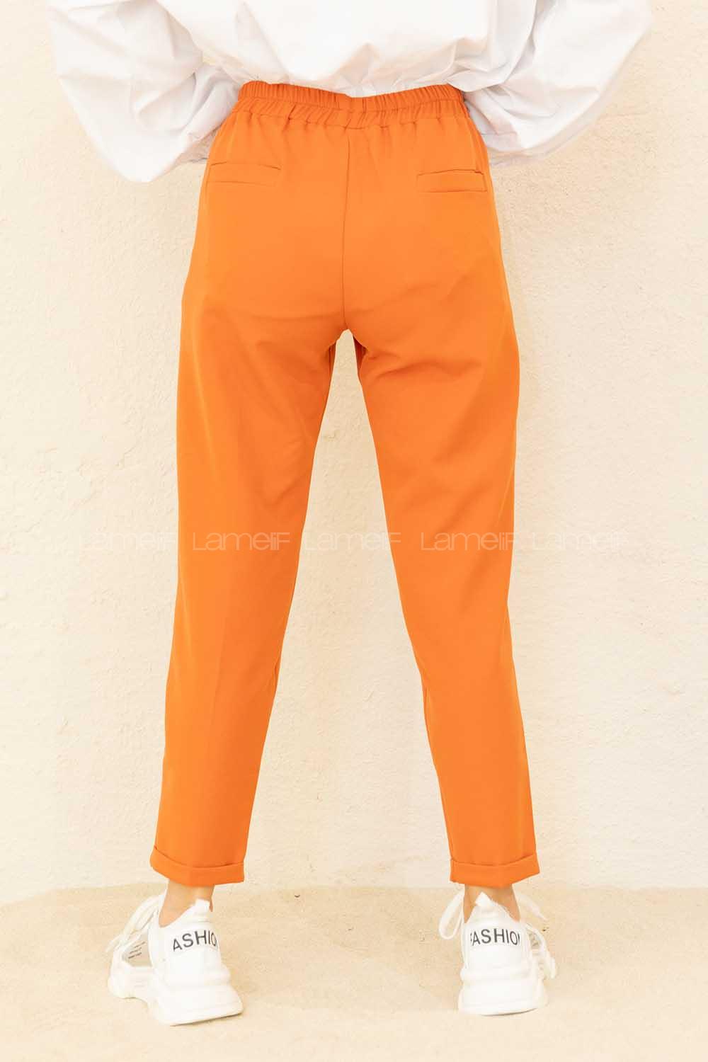 Modalamelif Beli Lastikli Duble Paça Pantolon Kiremit