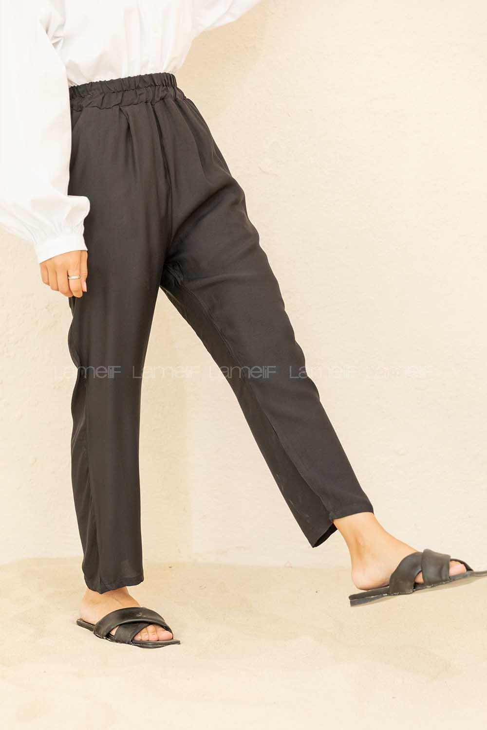 Modalamelif Beli Lastikli Rahat Pantolon Siyah