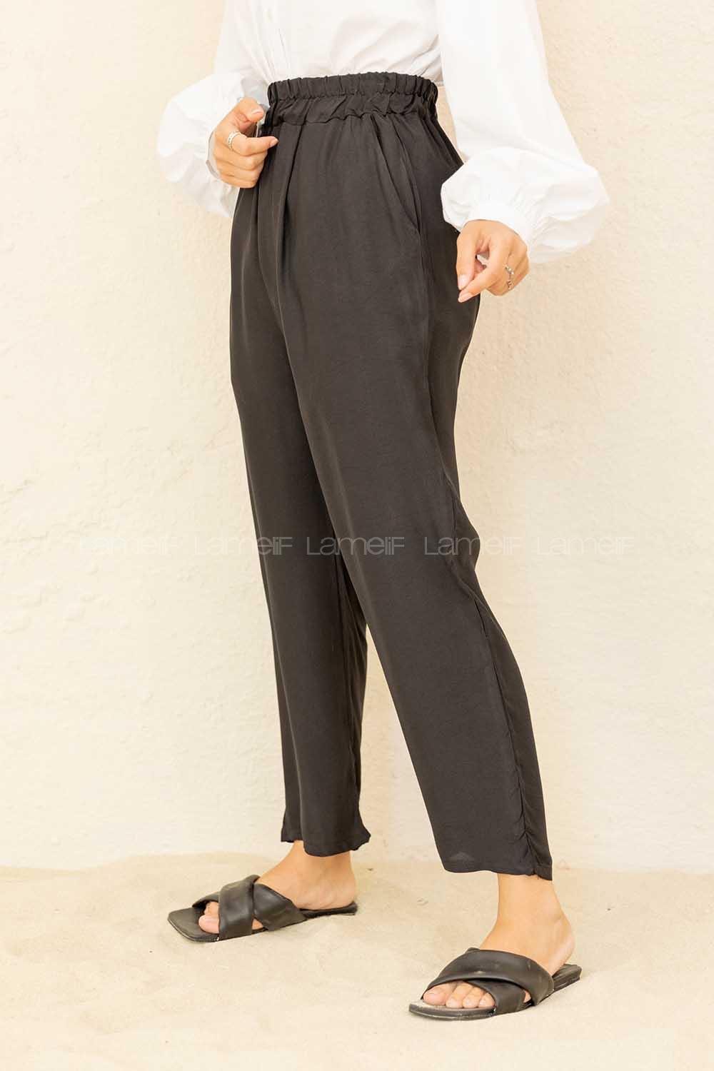 Modalamelif Beli Lastikli Rahat Pantolon Siyah