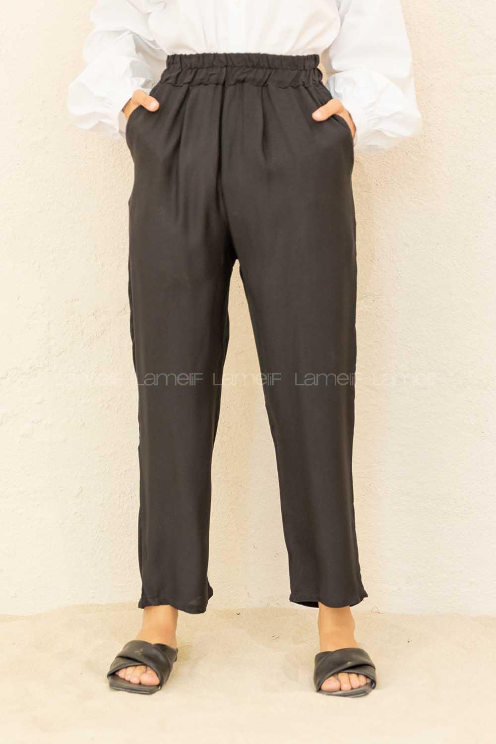 Modalamelif Beli Lastikli Rahat Pantolon Siyah
