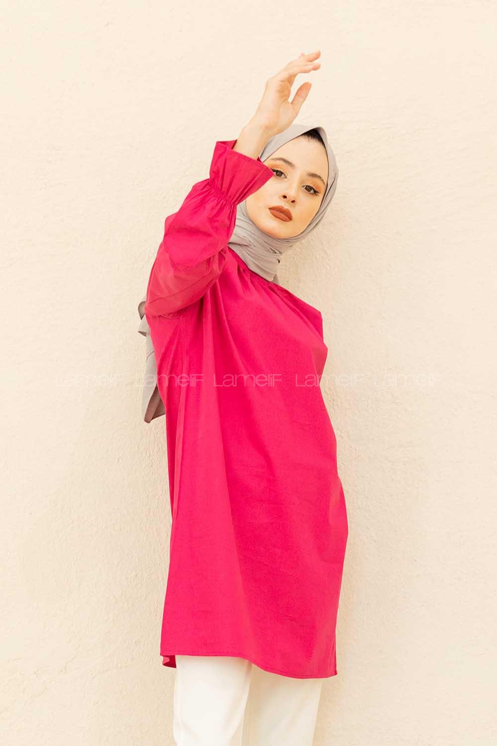 Modalamelif kli Hakim Yaka Tunik Fuşya
