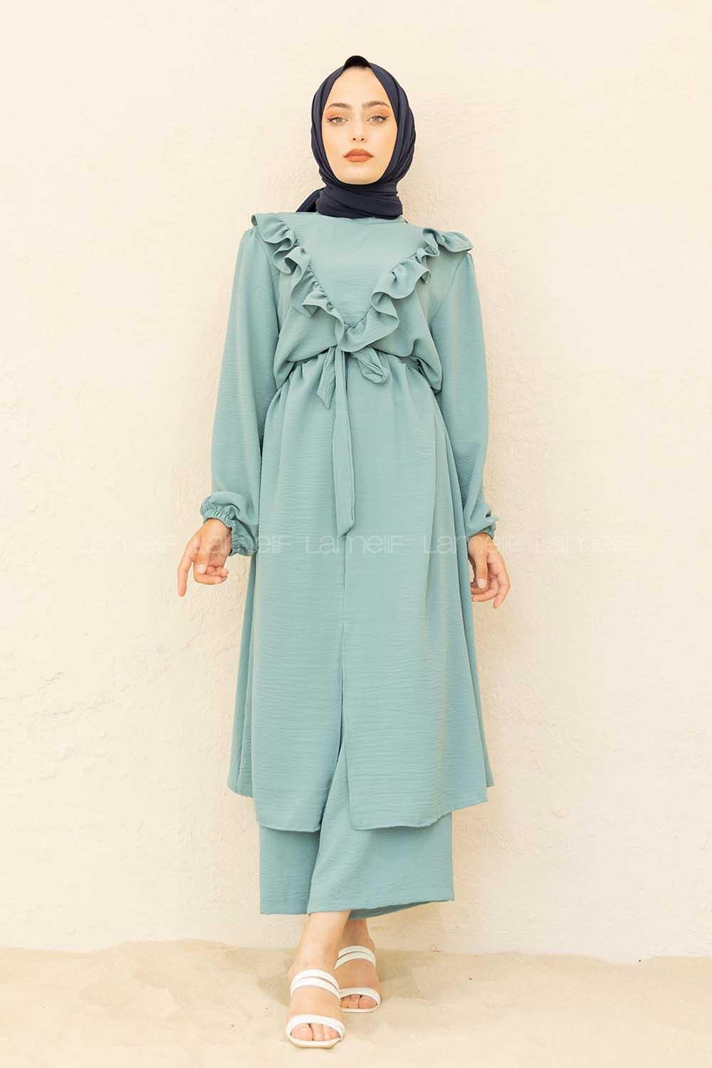 Modalamelif Önü Fırfırlı İkili Takım Su Yeşili