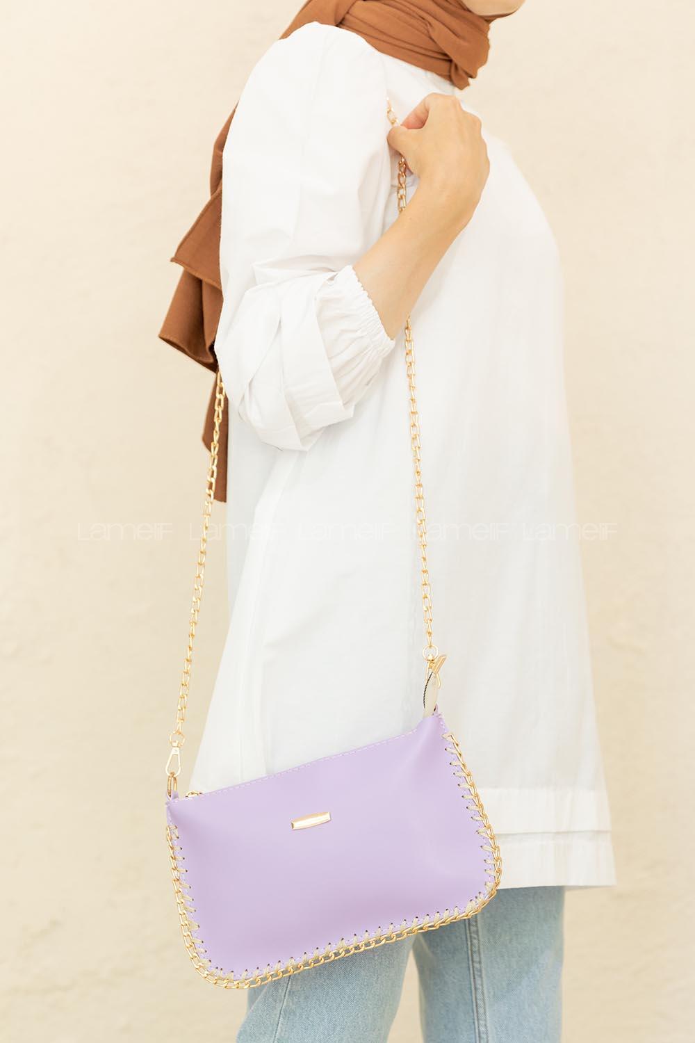 Modalamelif Zincir Tasarım Baget Çanta Lila