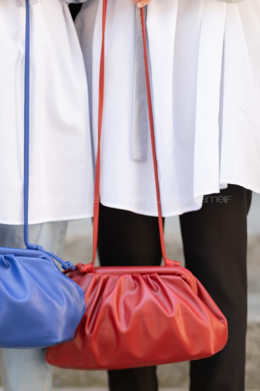 Modalamelif Büzgülü Bottega Model Çanta  Bordo