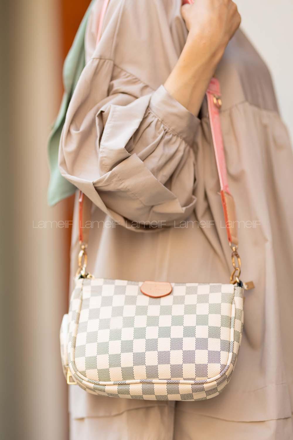 Modalamelif Dama Desen Çanta Krem