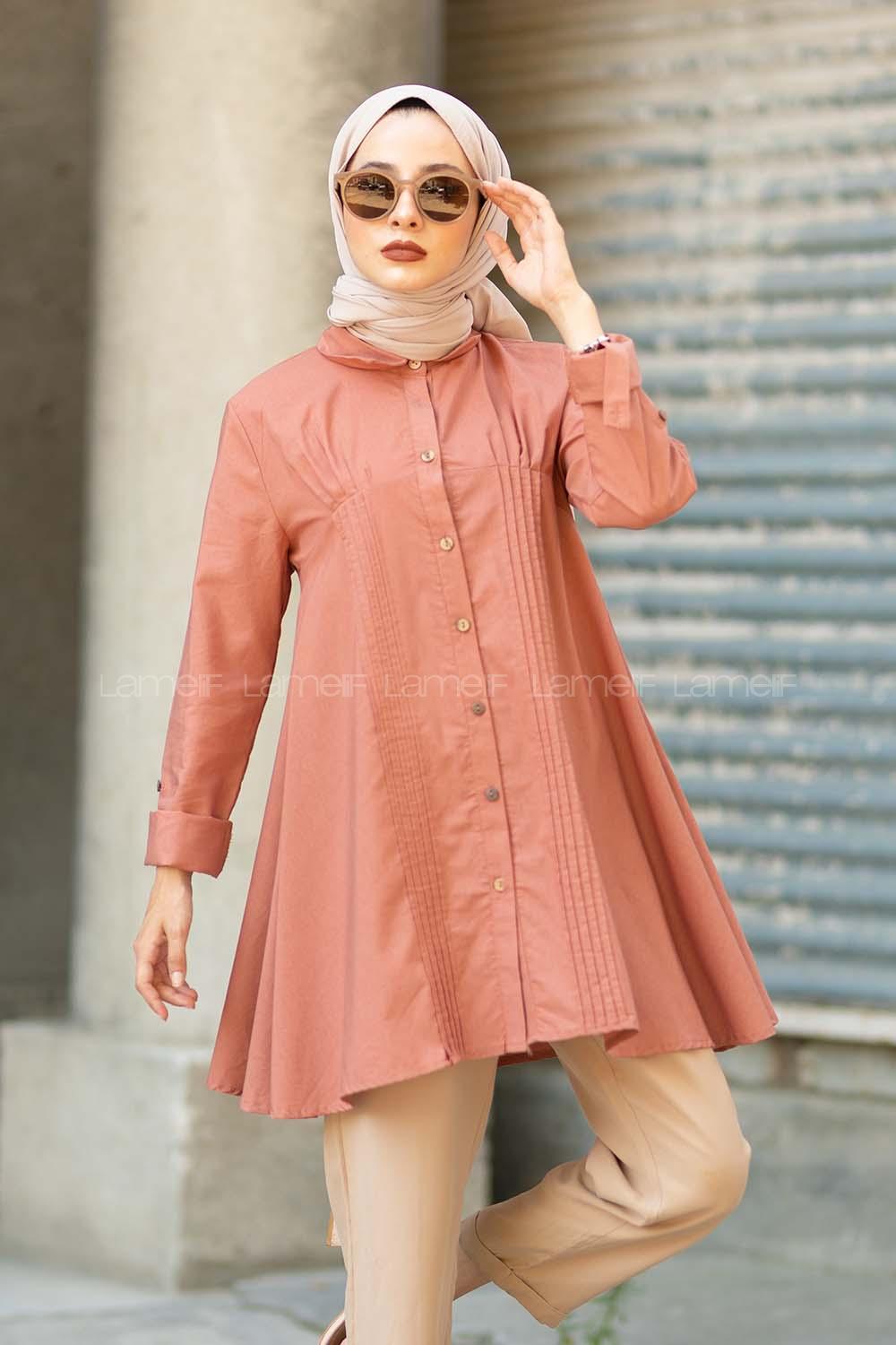 Modalamelif Önü Pileli Tunik Gül