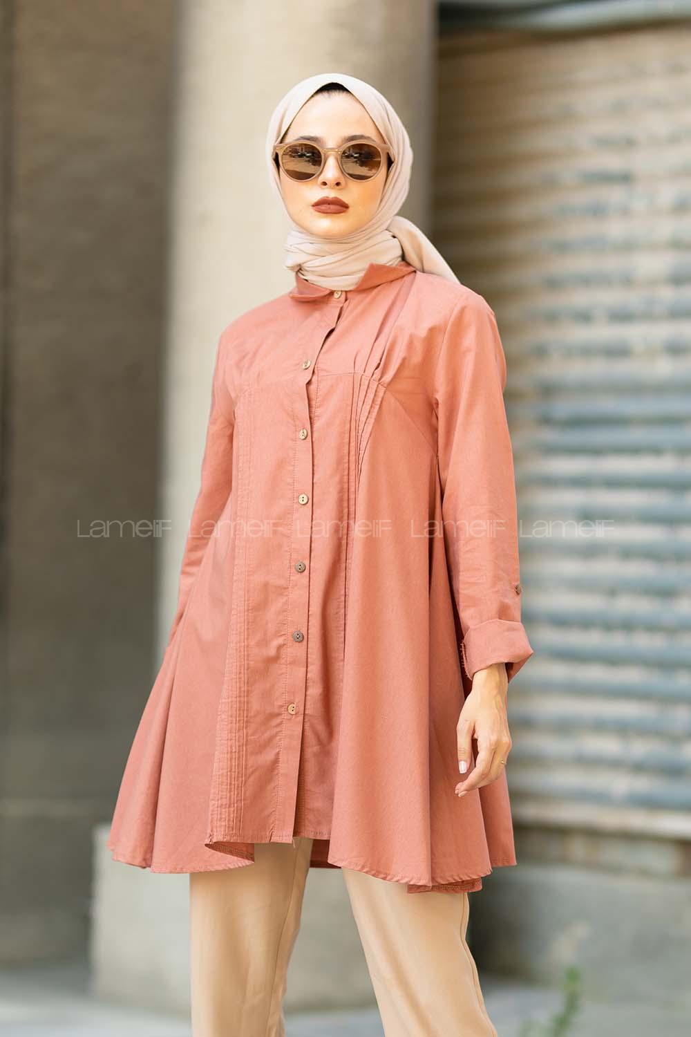 Modalamelif Önü Pileli Tunik Gül