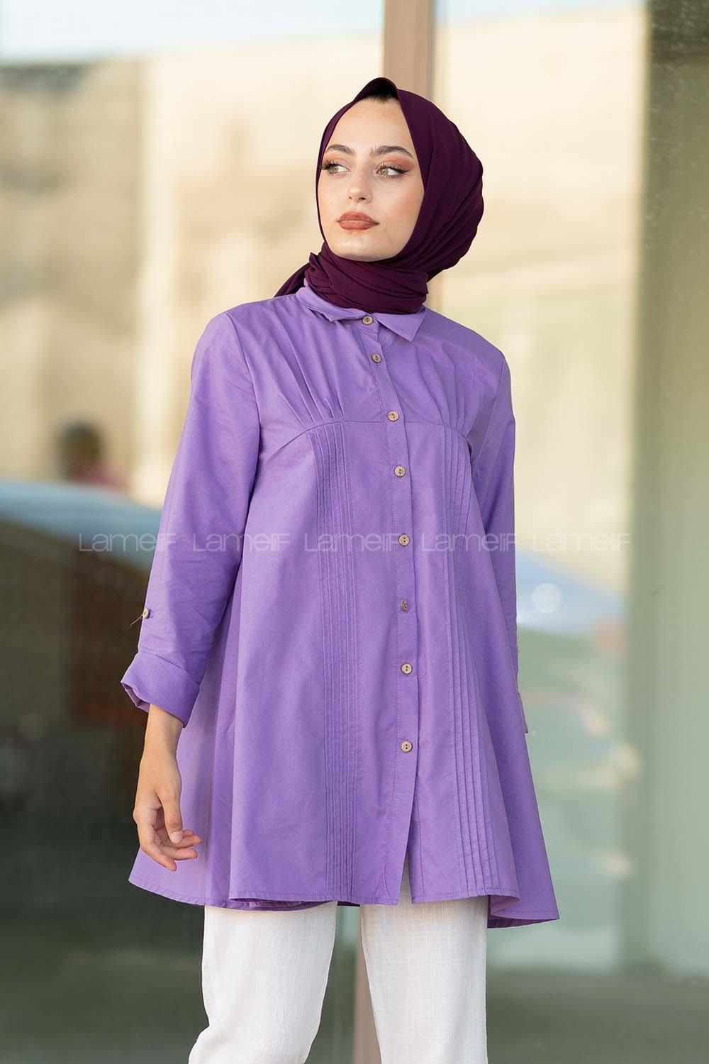 Modalamelif Önü Pileli Tunik Mor