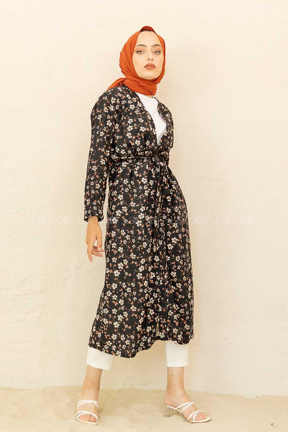 Modalamelif Otantik Kimono Siyah Pudra