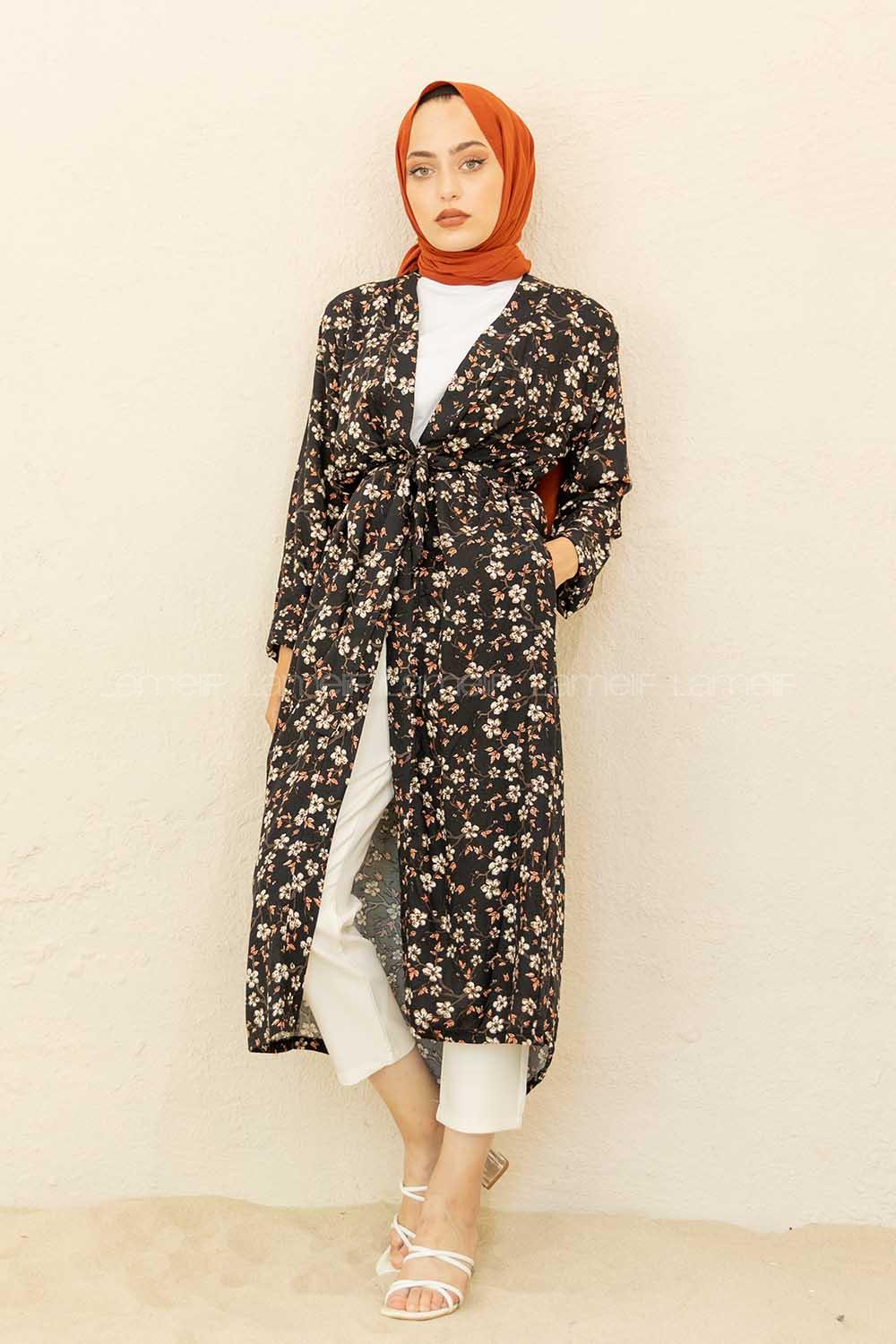 Modalamelif Otantik Kimono Siyah Pudra