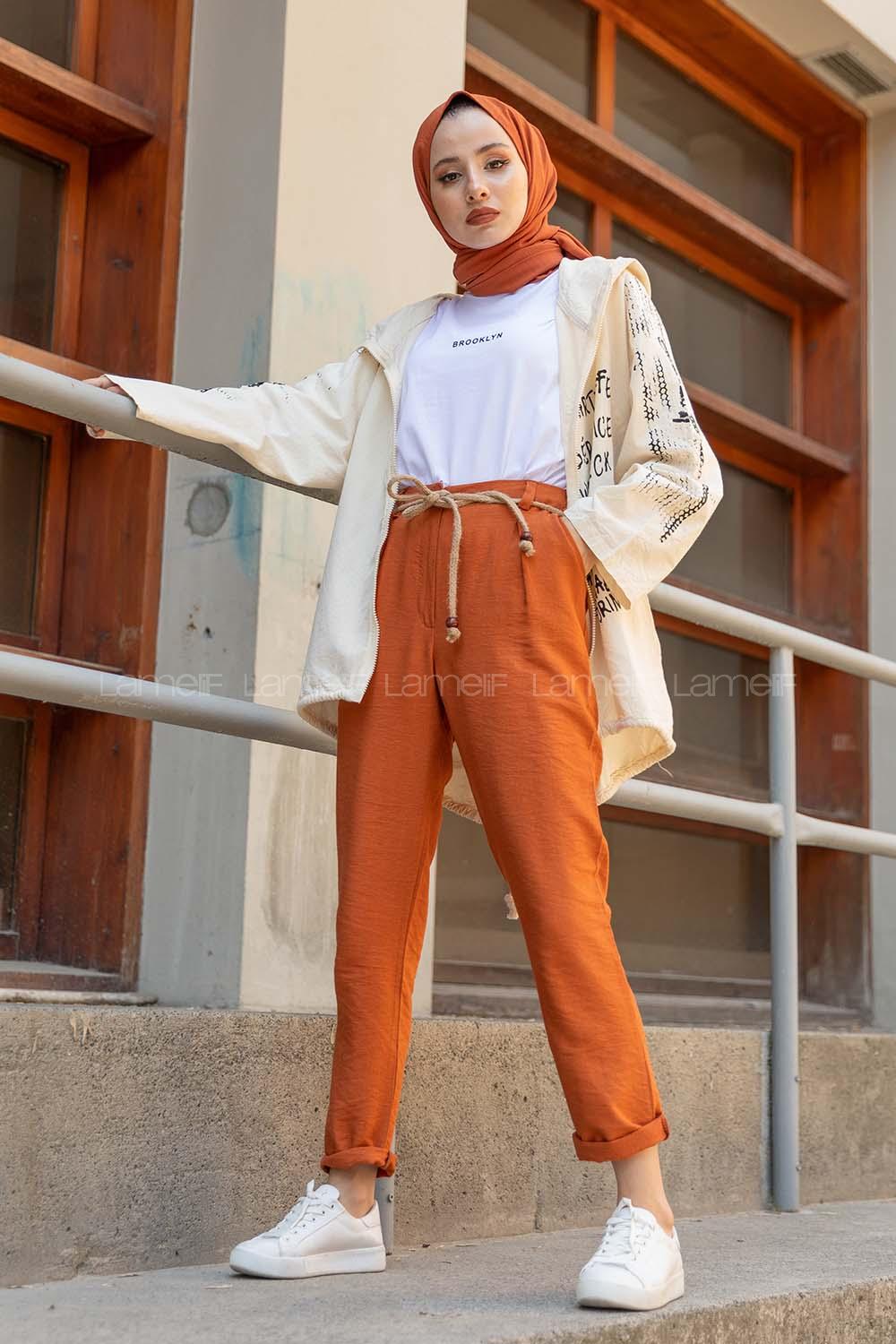 Modalamelif Önü Fermuarlı Kapşonlu Trenç Taş