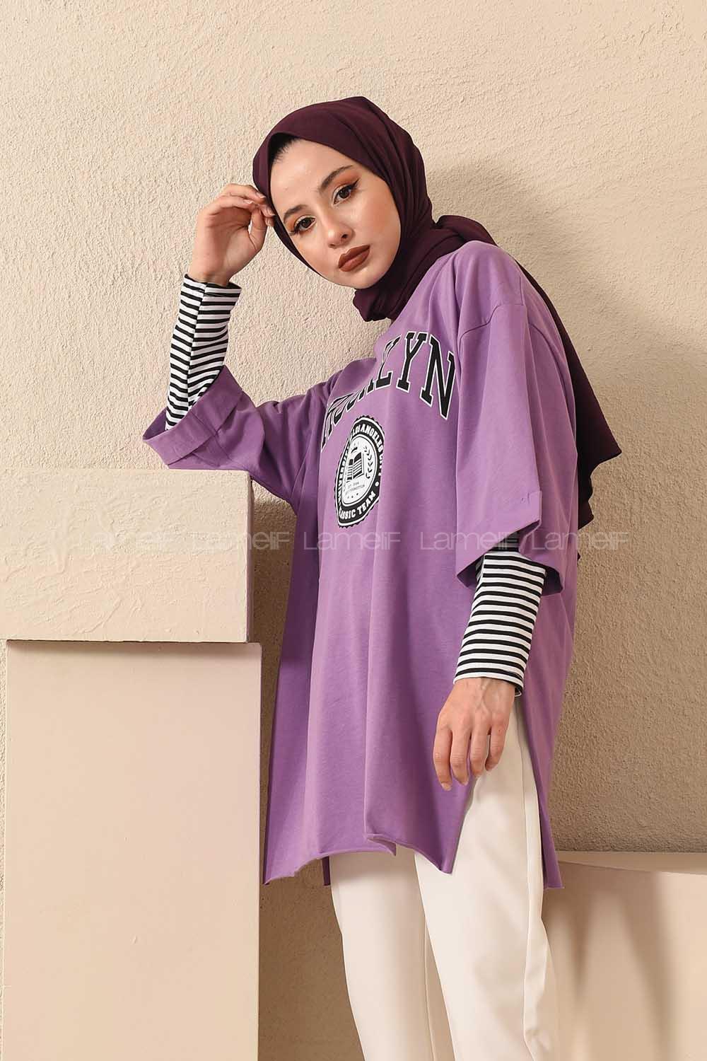 Modalamelif Brooklyn Baskılı T-Shirt Mor