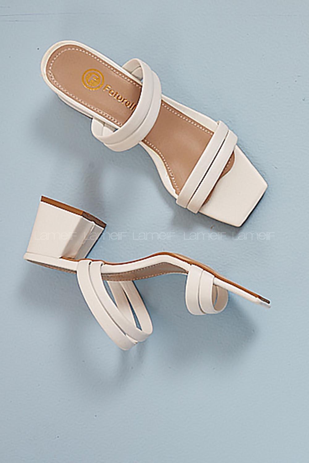 Modalamelif Deri Topuklu Sandalet Beyaz