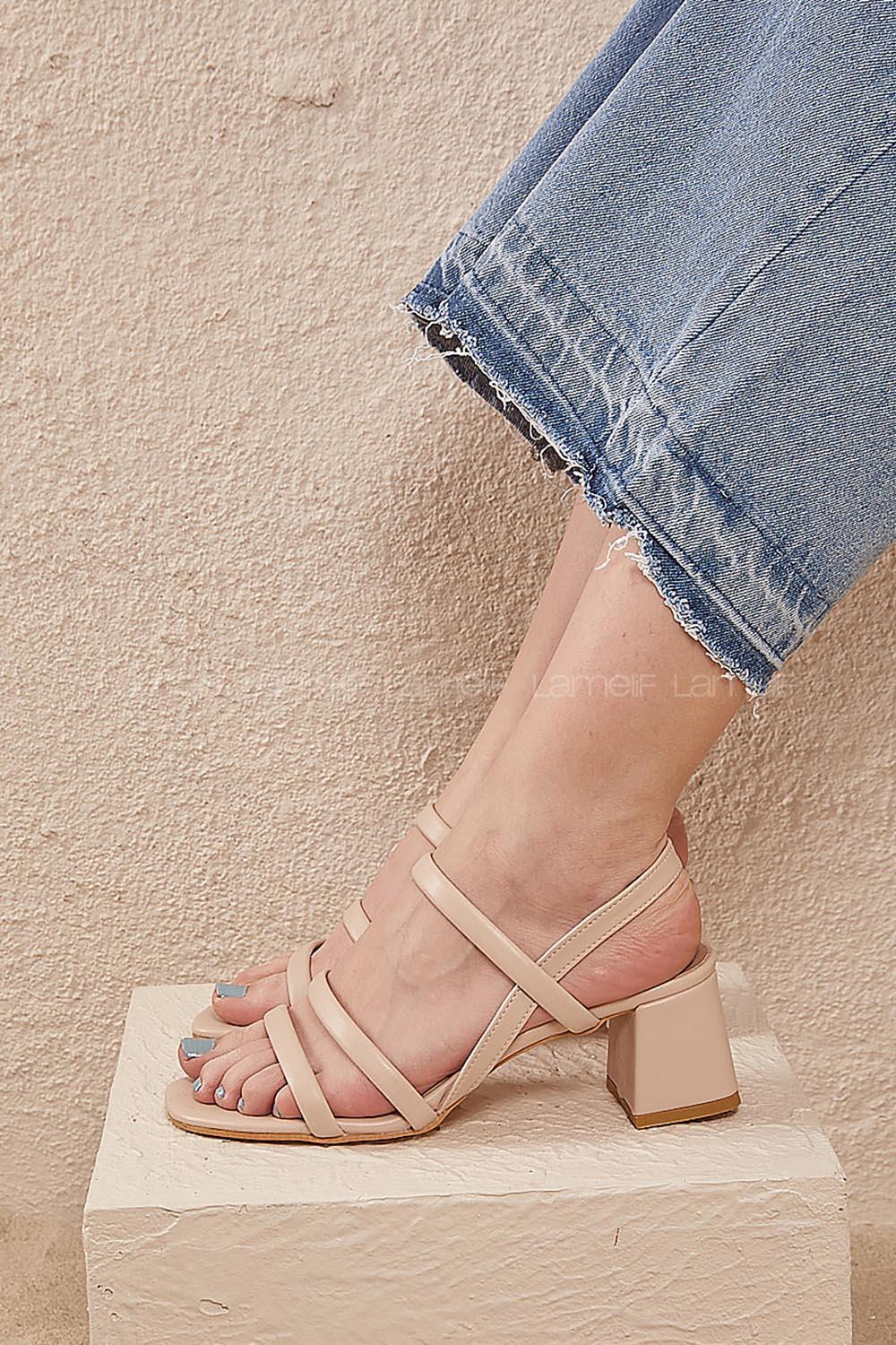 Modalamelif Deri Topuklu Sandalet Krem