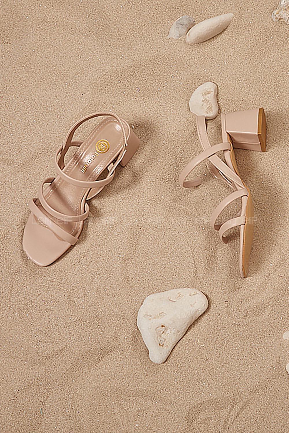 Modalamelif Deri Topuklu Sandalet Krem