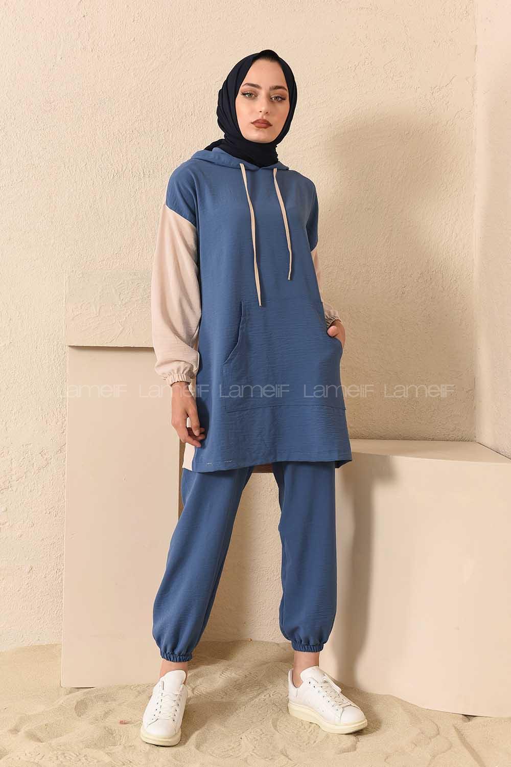 Modalamelif Kapşonlu Spor Takım İndigo