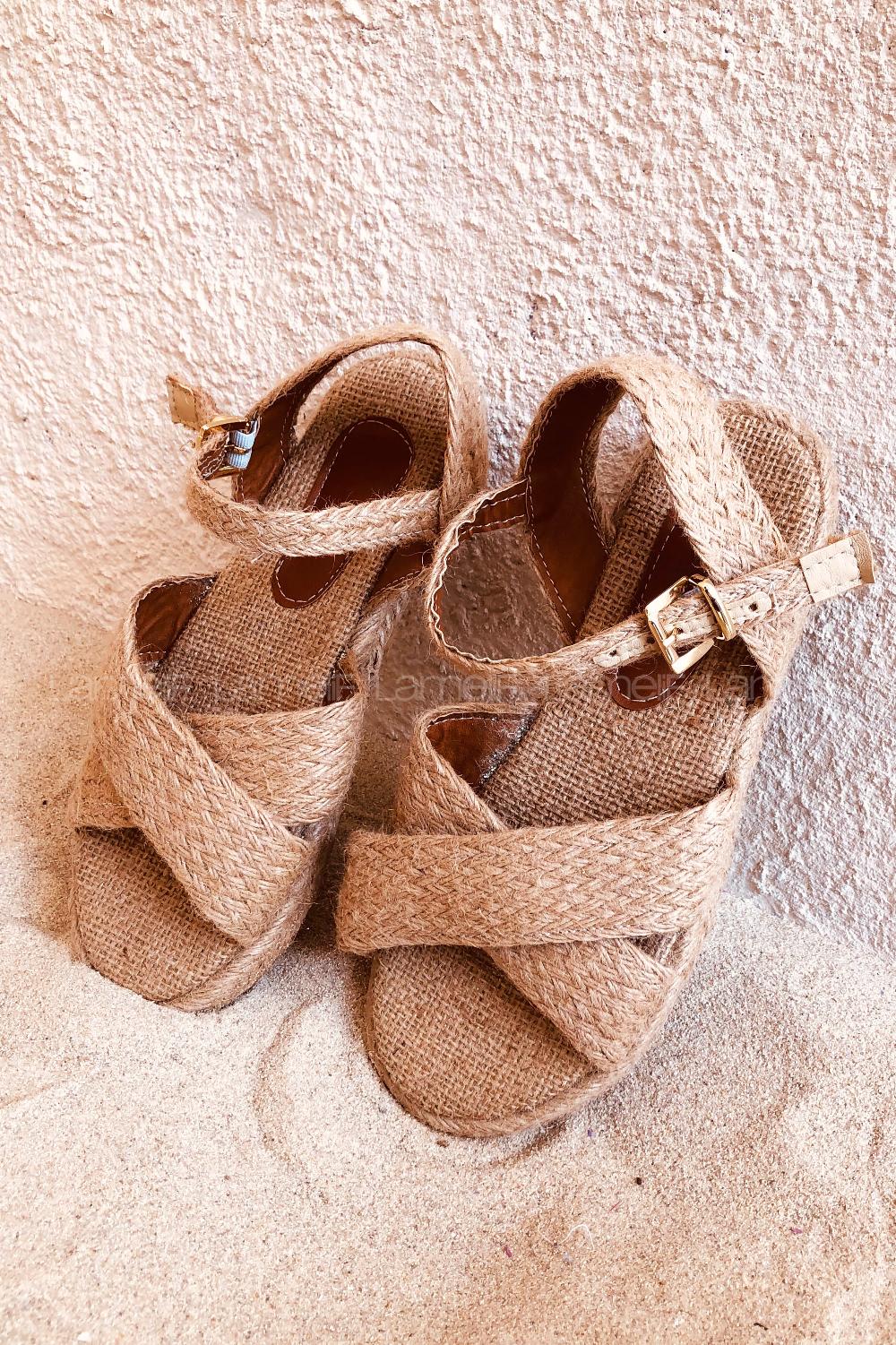 Modalamelif Hasır Detaylı  Sandalet Taba