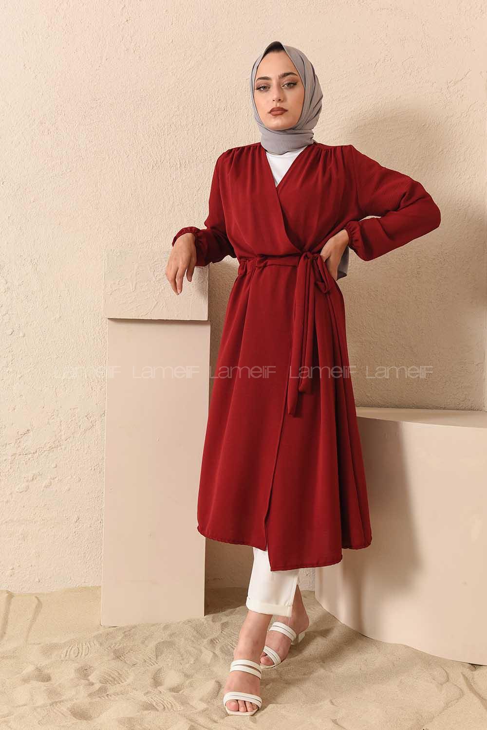 Modalamelif Yan Belden Bağlamalı Ayrobin Trenç Bordo