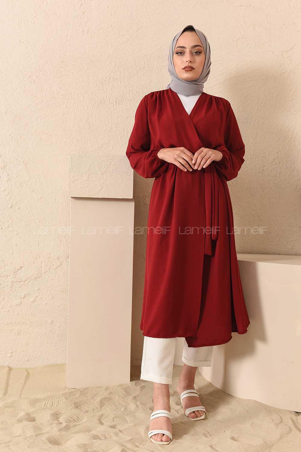 Modalamelif Yan Belden Bağlamalı Ayrobin Trenç Bordo