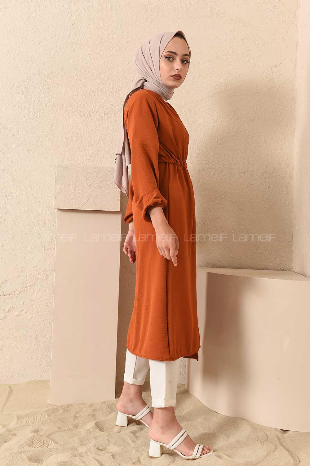 Modalamelif Yan Belden Bağlamalı Ayrobin Trenç Kiremit