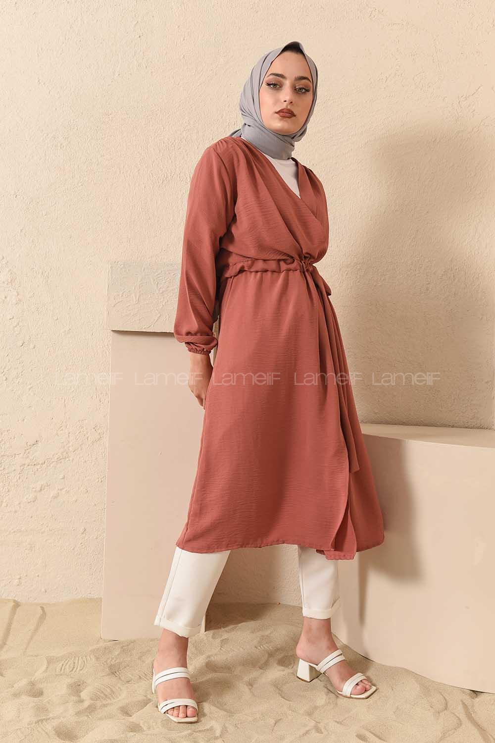 Modalamelif Yan Belden Bağlamalı Ayrobin Trenç Gül