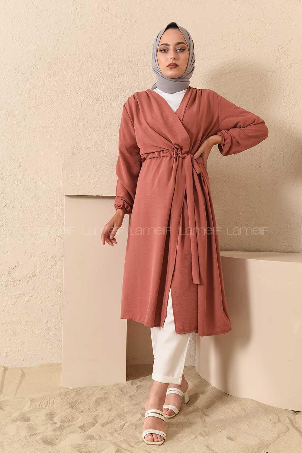 Modalamelif Yan Belden Bağlamalı Ayrobin Trenç Gül