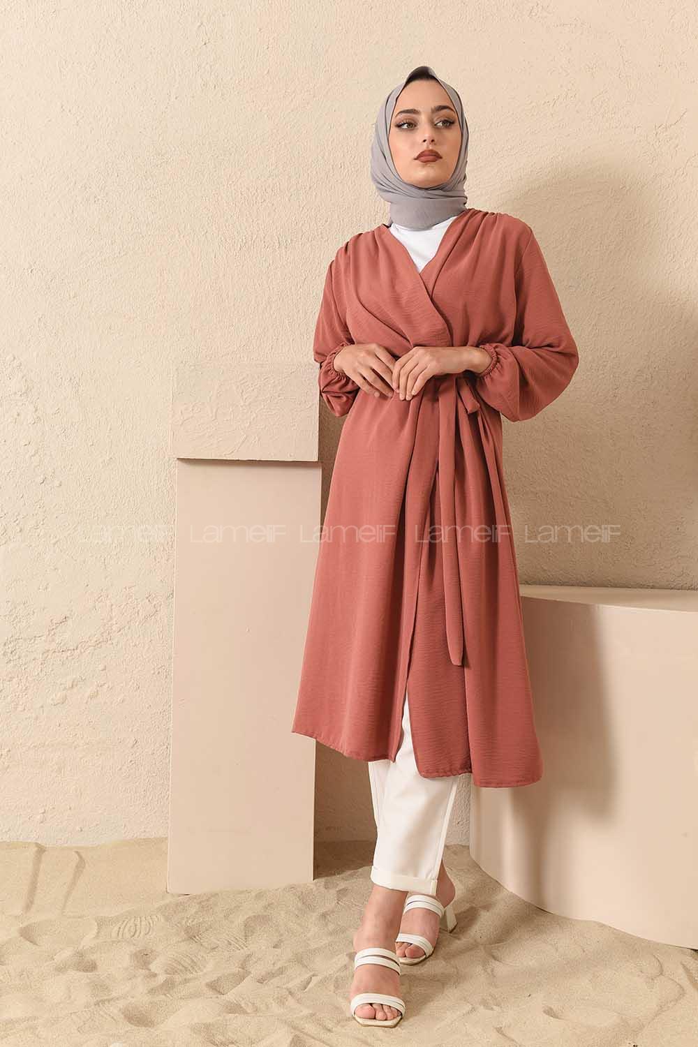 Modalamelif Yan Belden Bağlamalı Ayrobin Trenç Gül