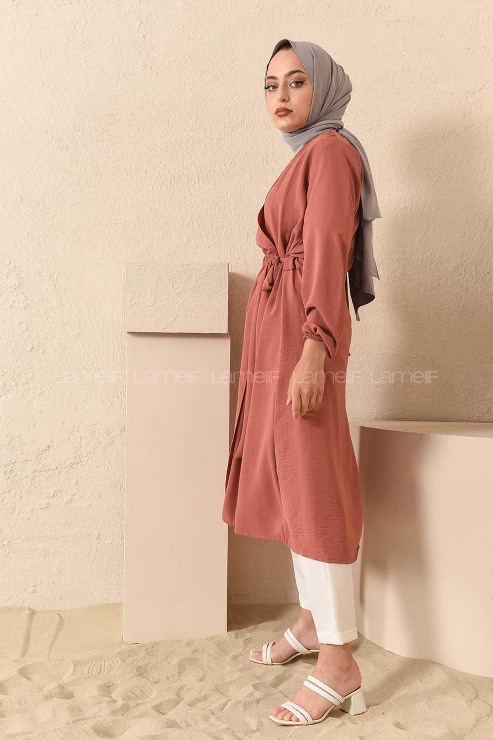 Modalamelif Yan Belden Bağlamalı Ayrobin Trenç Gül