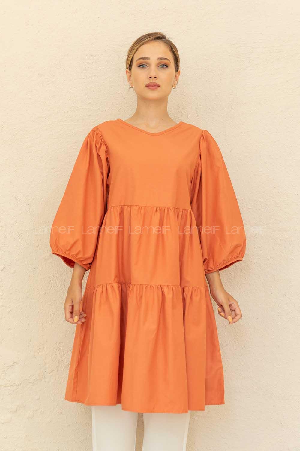 Modalamelif Fırfırlı Tunik Oranj