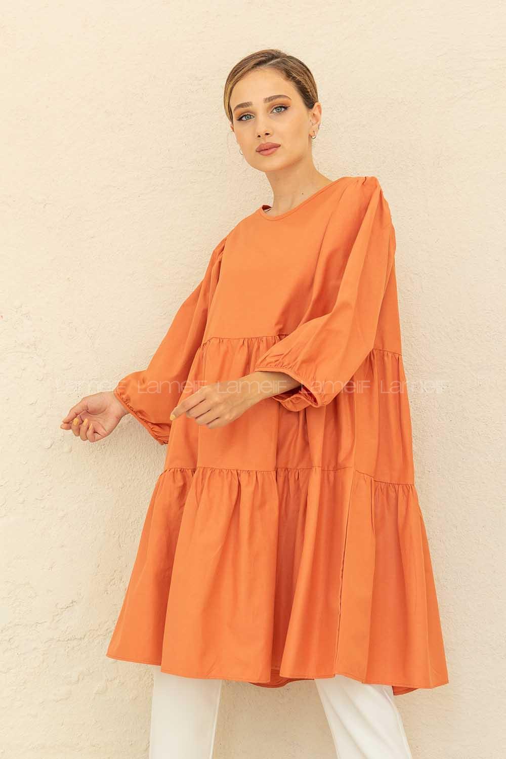 Modalamelif Fırfırlı Tunik Oranj