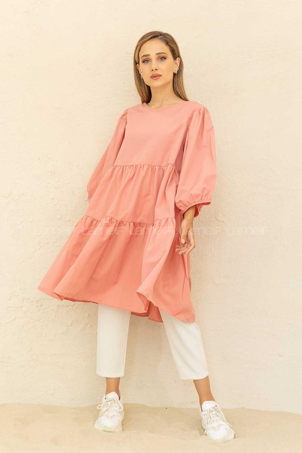 Modalamelif Fırfırlı Tunik Pembe