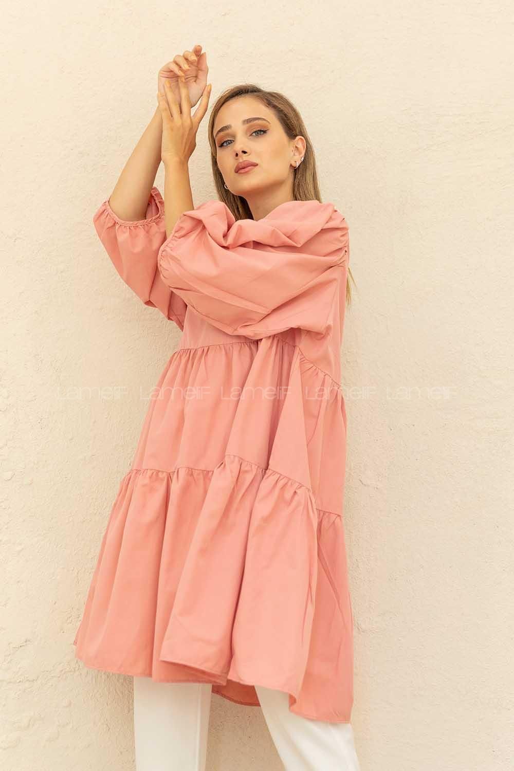 Modalamelif Fırfırlı Tunik Pembe