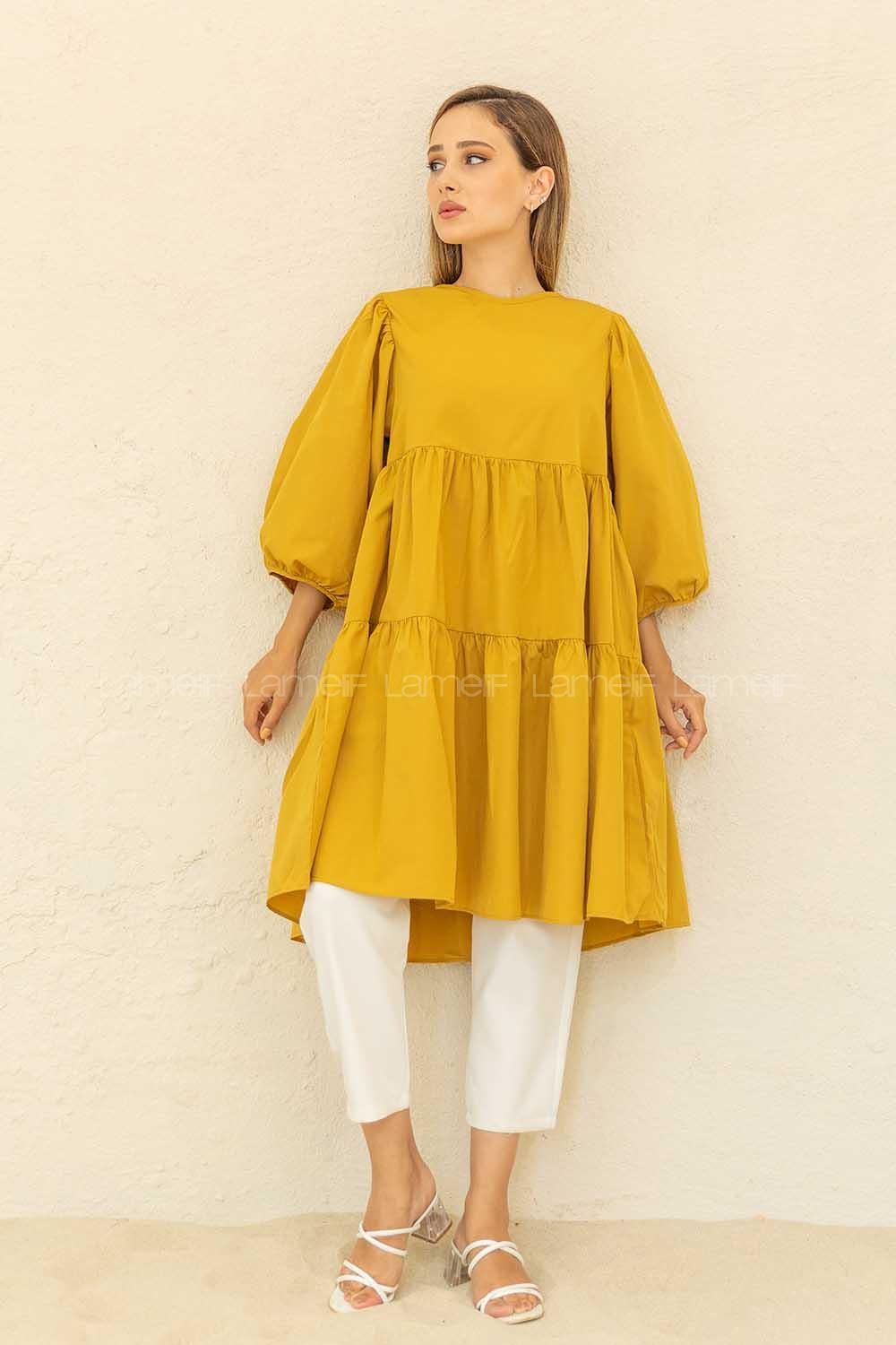 Modalamelif Fırfırlı Tunik Yağ Yeşili