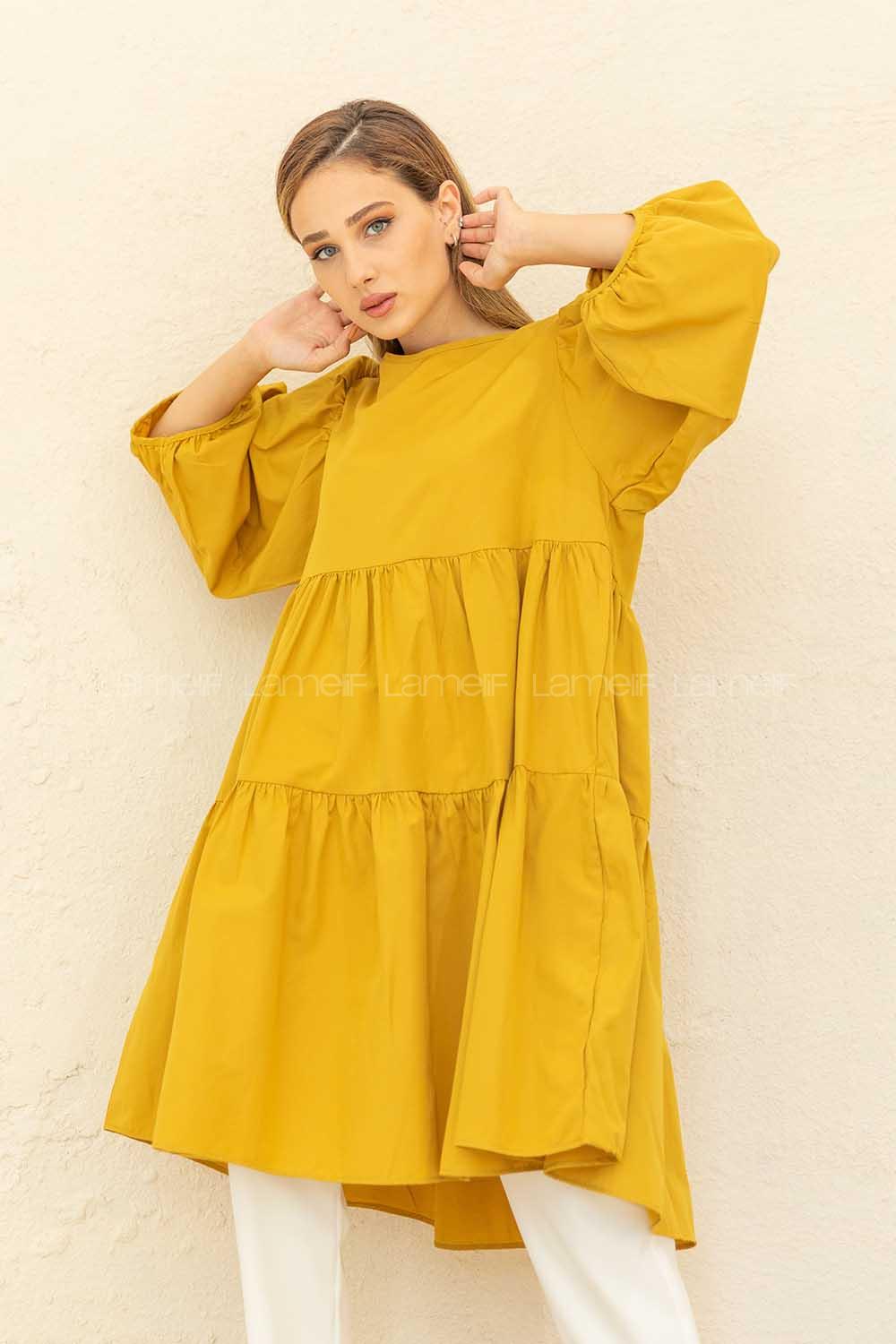 Modalamelif Fırfırlı Tunik Yağ Yeşili