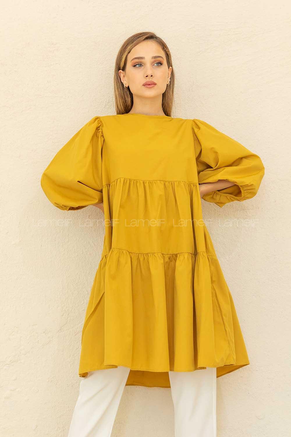 Modalamelif Fırfırlı Tunik Yağ Yeşili