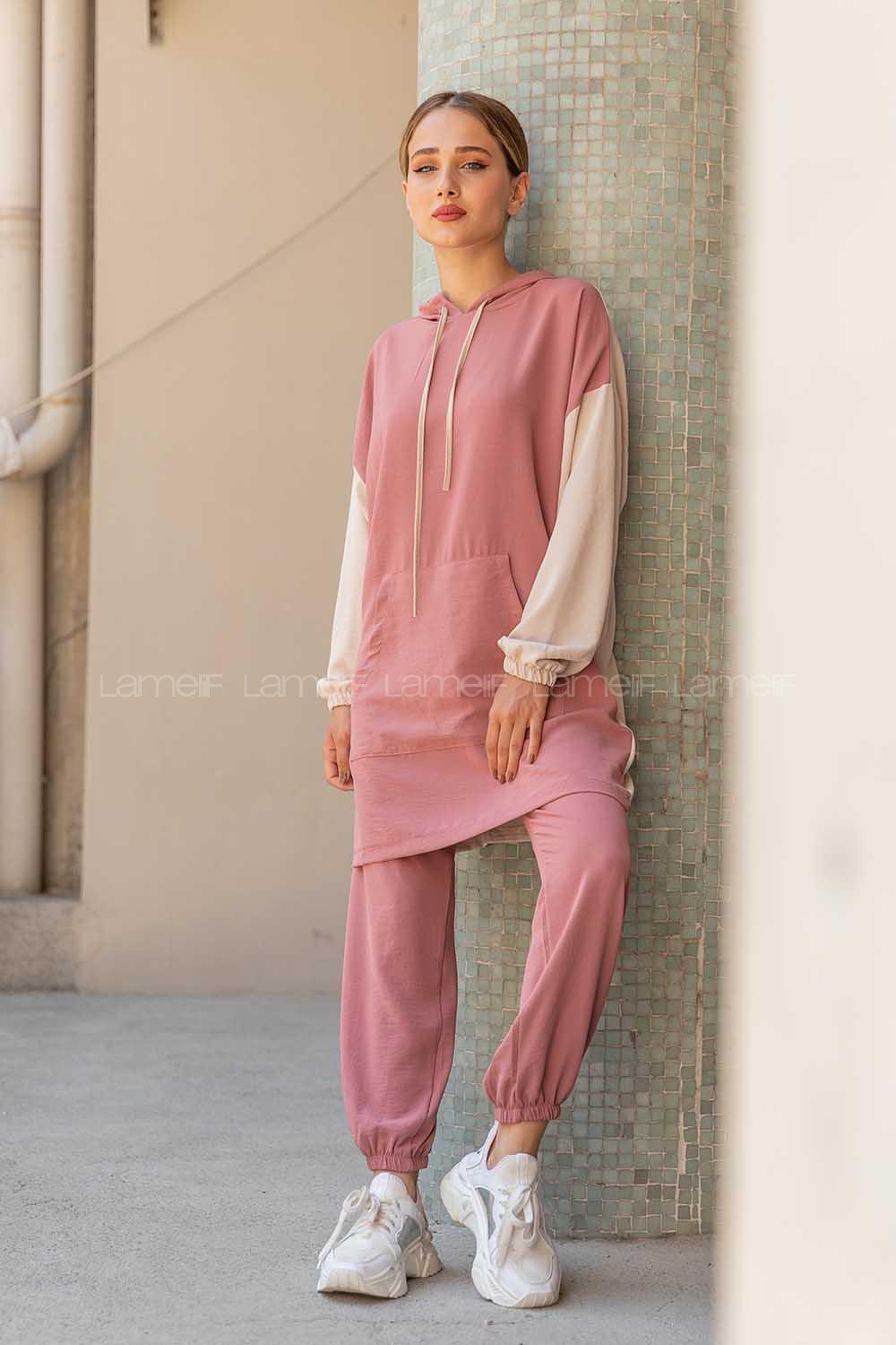 Modalamelif Kapşonlu Spor Takım Gül Kurusu